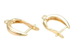 Paire de créoles - doré à l'or fin 18k - 21 x 12 x 3,5 mm
