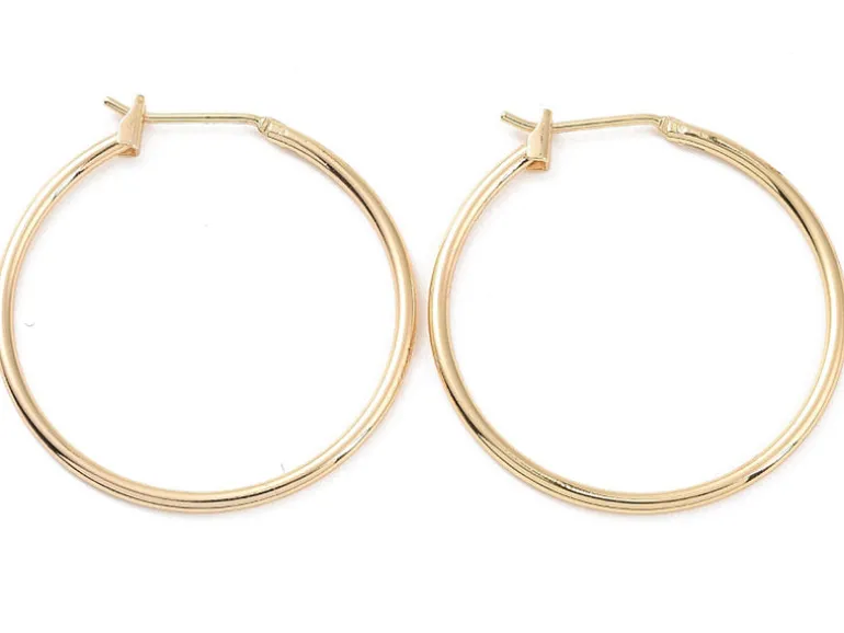 Paire de créoles - Doré a l'or fin 18K - 30 mm