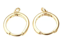 Paire de créoles avec boucle Huggie - doré à l'or fin 18k - 17 x 13,5 x 2 mm