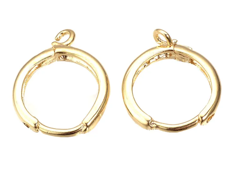 Paire de créoles avec boucle Huggie - doré à l'or fin 18k - 17 x 13,5 x 2 mm