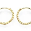 Paire de créoles huggie - Doré a l'or fin 18K - 15 mm