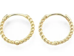 Paire de créoles huggie - Doré a l'or fin 18K - 15 mm