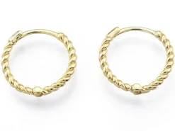 Paire de créoles huggie - Doré a l'or fin 18K - 15 mm