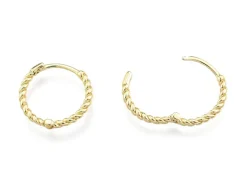 Paire de créoles huggie - Doré a l'or fin 18K - 15 mm