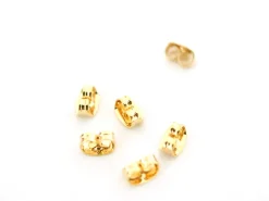 Paire de fermoirs papillon -/ embouts pour boucle d'oreille - dorée à l'or fin