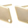 Paire de puces d'oreilles losange - doré a l'or fin 18K - 11 x 7 mm
