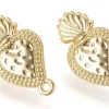 Paire de puces d'oreilles - Cœur ex voeto - Doré - 25 x 13 mm