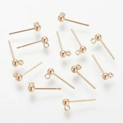 Paire de puces d'oreilles avec anneau - doré à l'or fin