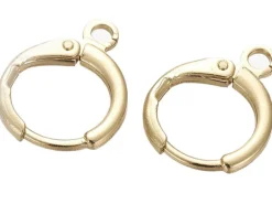 Paire dormeuses rondes à breloque - doré à l'or fin
