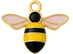 Pendentif abeille en alliage doré avec émail noir