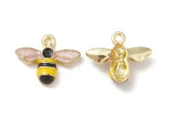 Pendentif abeille en alliage doré avec émail noir