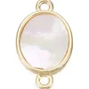Pendentif connecteur ovale - Nacré et doré à l'or fin 18K - 17 x 9,5 mm