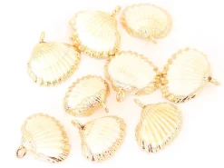 Pendentif coquillage coquille 25 mm- bordure dorée