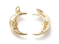 Pendentif lune - Doré à l'or fin 18k - 20 mm