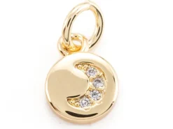 Pendentif lune perles de zircone - Doré à l'or fin 18k sans nickel - 9 mm