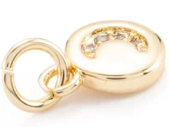 Pendentif lune perles de zircone - Doré à l'or fin 18k sans nickel - 9 mm