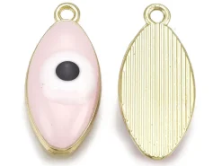 Pendentif émaillé œil ovale - Rose pâle