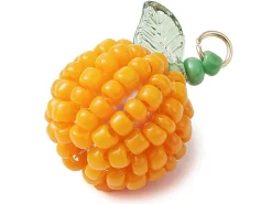 Pendentif orange en perles de rocaille