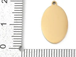 Pendentif ovale cœur émaillé rouge plaqué or 18K