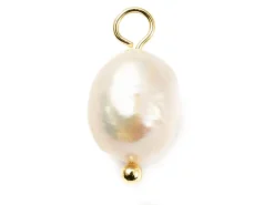 Pendentif perle de culture naturelle - Doré à l'or fin 18k - 17 mm