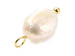 Pendentif perle de culture naturelle - Doré à l'or fin 18k - 17 mm