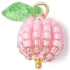 Pendentif pomme rose en perles de rocaille nacrées