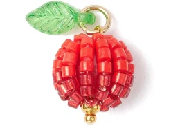 Pendentif pomme rouge en perles de rocaille nacrées