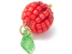 Pendentif pomme rouge en perles de rocaille nacrées