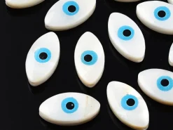 Perle de culture en forme d'œil - 15 x 8 mm - Bleu ciel