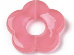 Perle fleur en acrylique rose - 26 mm