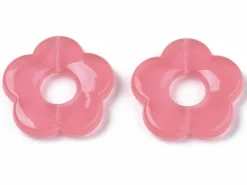 Perle fleur en acrylique rose - 26 mm