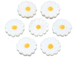 Perle pâquerette à cœur émaillé jaune - 12 mm