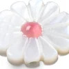 Perle pâquerette à cœur émaillé corail - 12 mm