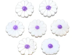 Perle pâquerette à cœur émaillé violet - 12 mm