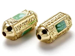 Perle rectangulaire style oriental courage - turquoise - Doré à l'or fin 18k - 20,5 mm