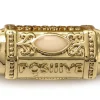 Perle rectangulaire style oriental blanc - Doré à l'or fin 18k - 19 mm