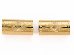 Perle talisman - Colonne avec cœur - Doré à l'or fin 14 K - 12 mm