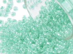 Perles de rocailles en tube - Lustre vert - 2 mm