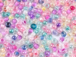 Perles de rocailles nacrées en tube - Mélange arc-en-ciel pastel - 2 mm
