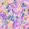 Perles de rocailles transparentes en tube - Mélange arc-en-ciel parme rosé - 2 mm