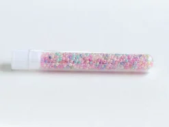Perles de rocailles transparentes en tube - Mélange arc-en-ciel parme rosé - 2 mm