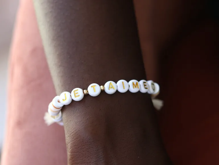 Perles lettres "Je t'aime" pour bracelet à personnaliser