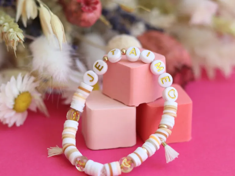 Perles lettres "Je t'aime" pour bracelet à personnaliser