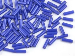 Perles tubes bugle - Bleu cobalt - 6 mm - 10 g