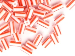 Perles tubes bugles - Rayures rouges - 8 mm - 10 g