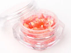 Petit pot de paillettes holographiques et irrégulières - orange corail
