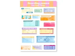 Planches d'autocollants - Cartes d'embarquement A6