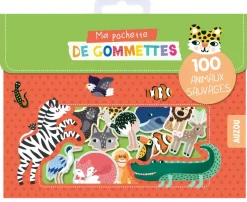 Pochette de 100 Gommettes - Animaux sauvages - Editions Auzou