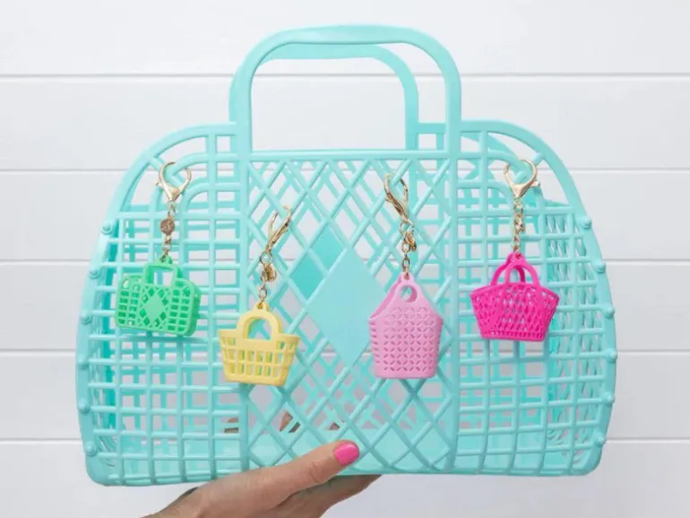 Porte-clef sac de plage rétro cerise - Sun Jellies