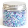Pot de 60 grammes de perles de rocailles 3mm - nuances de bleu